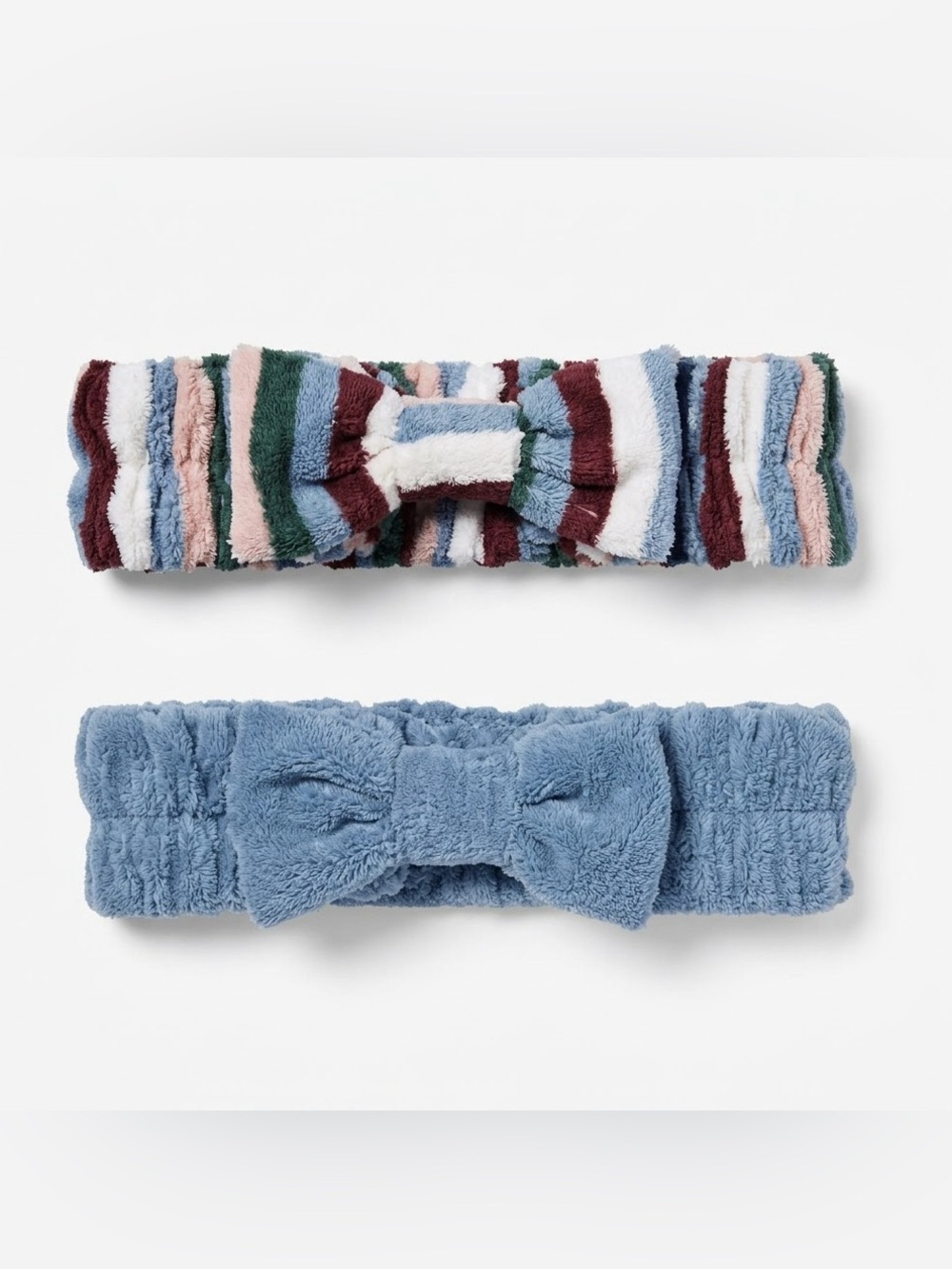 Room Essentials Microfiber Bow Headbands - Light Blue & Multicolor Stripe